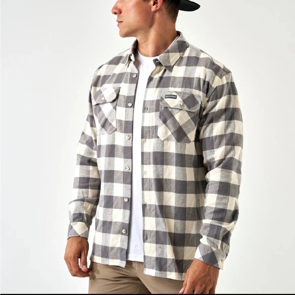 Burlebo Grey Buffalo Flannel Button Down Shirt